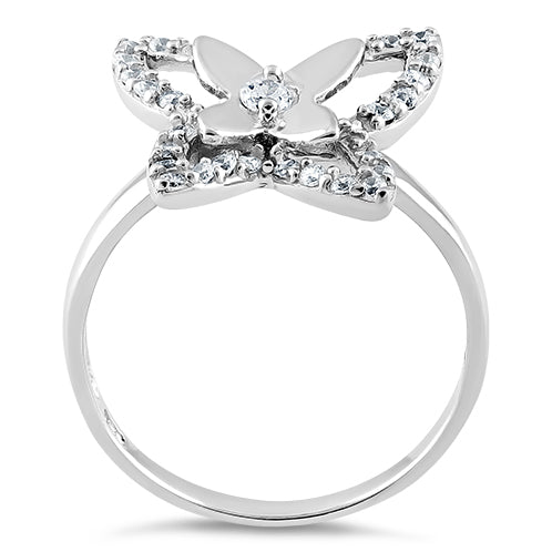 Sterling Silver Clear Butterfly CZ Ring