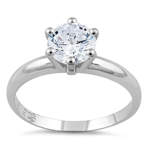 Sterling Silver Clear CZ Solitaire Engagement Ring