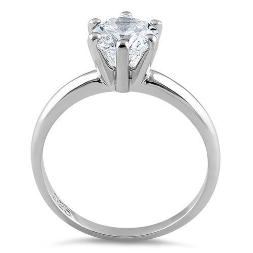 Sterling Silver Clear CZ Solitaire Engagement Ring