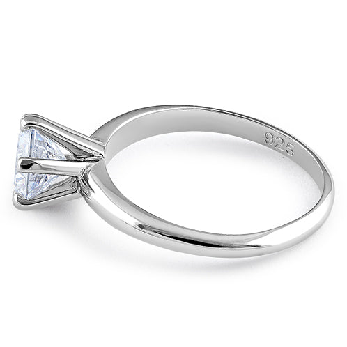 Sterling Silver Clear CZ Solitaire Engagement Ring