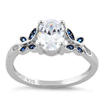 Sterling Silver Double Butterfly Oval CZ Ring