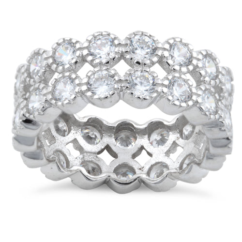 Sterling Silver Clear Double Eternity CZ Ring