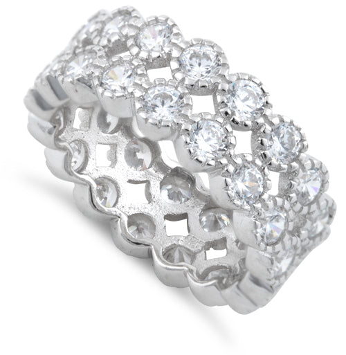 Sterling Silver Clear Double Eternity CZ Ring