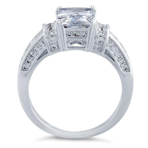 Sterling Silver Clear Emerald-Cut CZ Ring