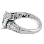 Sterling Silver Emerald-Cut Green CZ Ring