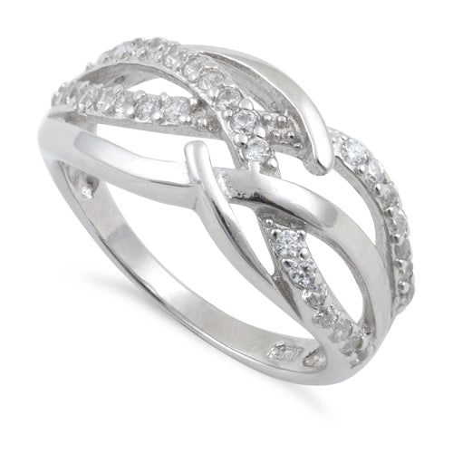 Sterling Silver Clear Free Form Cut CZ Ring