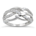 Sterling Silver Clear Free Form Cut CZ Ring