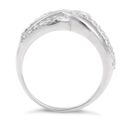 Sterling Silver Clear Free Form Cut CZ Ring