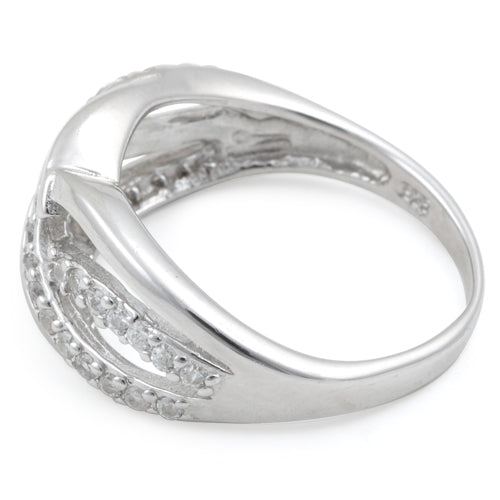 Sterling Silver Clear Free Form Cut CZ Ring