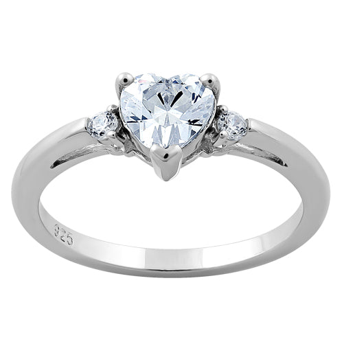 Sterling Silver Clear Heart CZ Ring