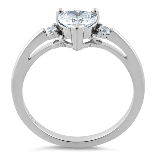 Sterling Silver Clear Heart CZ Ring