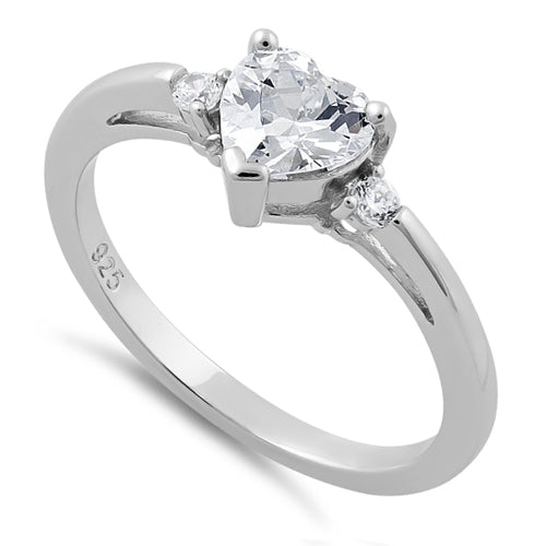 Sterling Silver Clear Heart CZ Ring