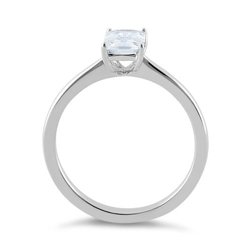 Sterling Silver Clear Radiant Cut CZ Ring