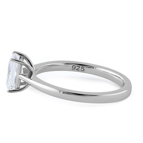 Sterling Silver Clear Radiant Cut CZ Ring