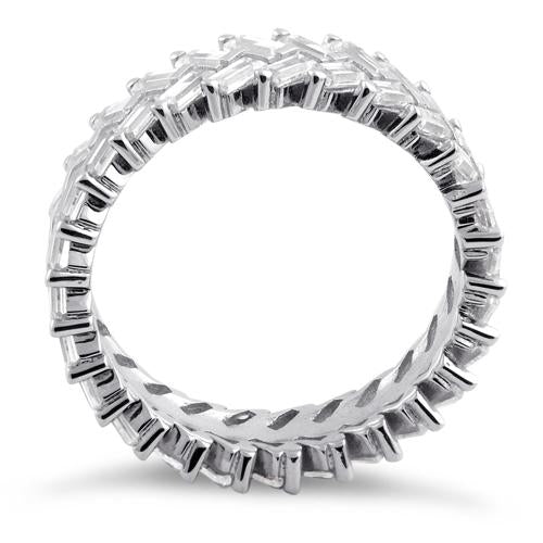 Sterling Silver Eternity Rectangle Clear CZ Ring