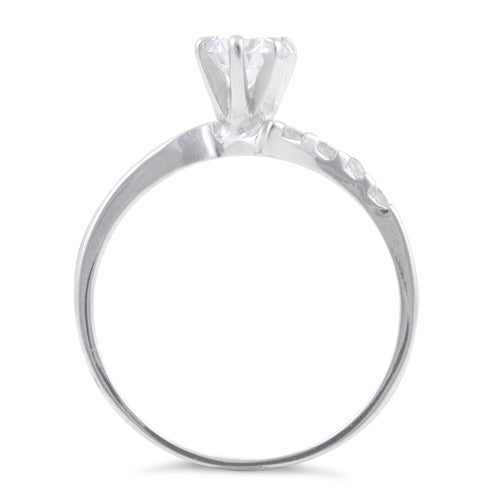 Sterling Silver Clear Round Cut Engagement CZ Ring