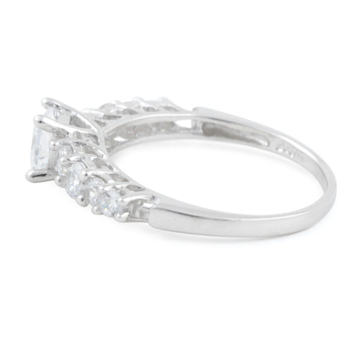 Sterling Silver Clear Round Cut Engagement CZ Ring