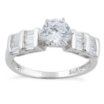 Sterling Silver Clear Round Cut Engagement CZ Ring