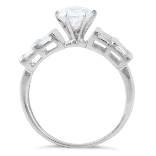 Sterling Silver Clear Round Cut Engagement CZ Ring