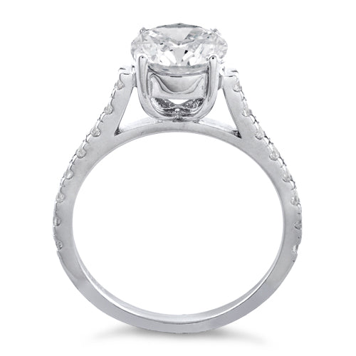 Sterling Silver Clear Round Cut Engagement CZ Ring