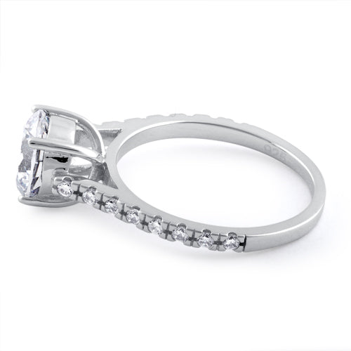 Sterling Silver Clear Round Cut Engagement CZ Ring