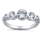 Sterling Silver Clear Seven Stone Round CZ Ring