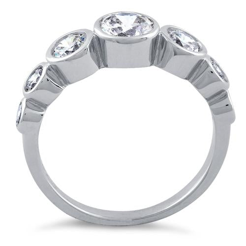 Sterling Silver Clear Seven Stone Round CZ Ring