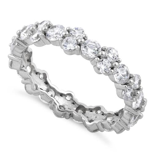 Sterling Silver Cluster Eternity CZ Ring