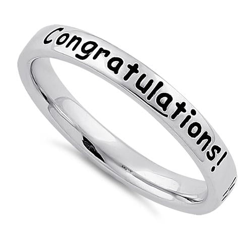 Sterling Silver "Congratulations! Wishing you all the best!" Ring