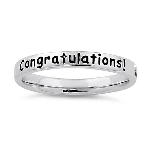 Sterling Silver "Congratulations! Wishing you all the best!" Ring