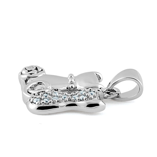 Sterling Silver Couple Cats CZ Pendant
