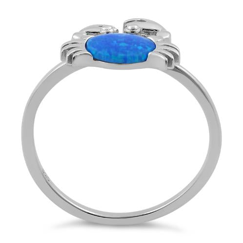 Sterling Silver Crab Blue Lab Opal Ring