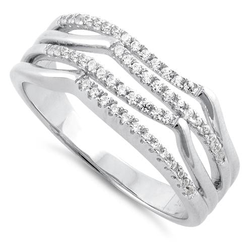 Sterling Silver Crooked CZ Ring