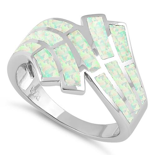 Sterling Silver Crooked White Lab Opal Ring