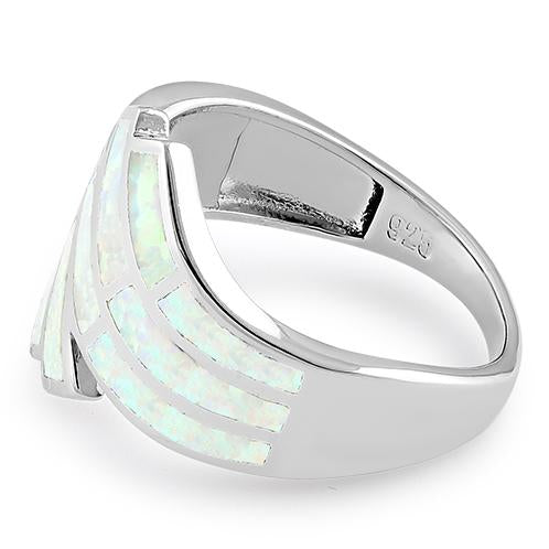 Sterling Silver Crooked White Lab Opal Ring