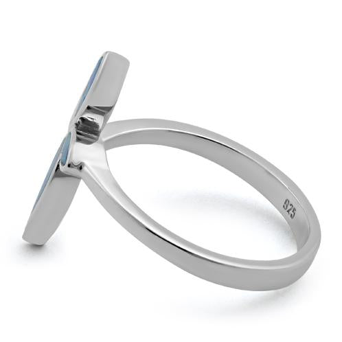 Sterling Silver Cross Blue Lab Opal Ring