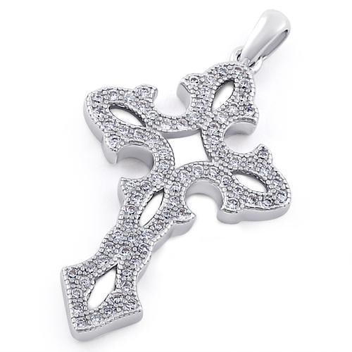 Sterling Silver Cross Clear CZ Pendant