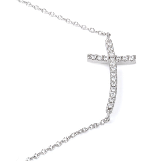 Sterling Silver Cross CZ Necklace