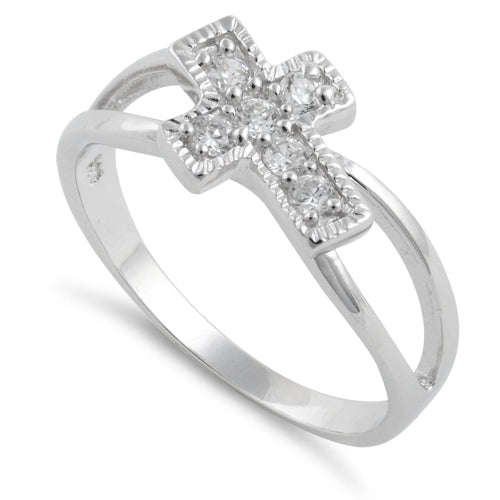 Sterling Silver Cross CZ Ring