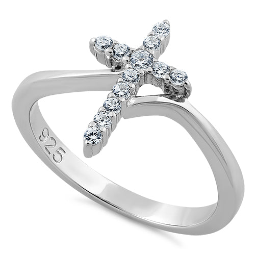 Sterling Silver Cross CZ Ring