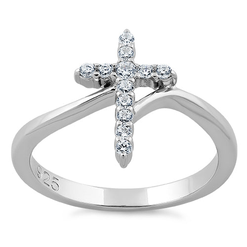 Sterling Silver Cross CZ Ring