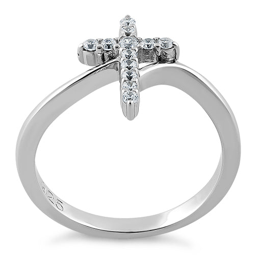 Sterling Silver Cross CZ Ring