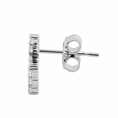 Sterling Silver Cross CZ Stud Earrings