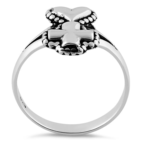 Sterling Silver Cross Heart Ring
