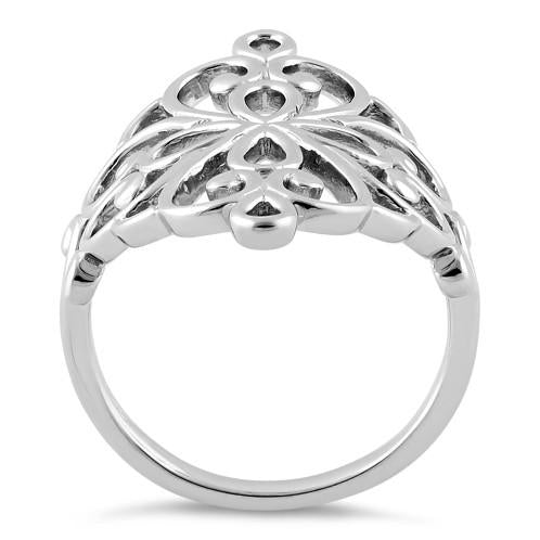 Sterling Silver Cross Heart Swirl Ring