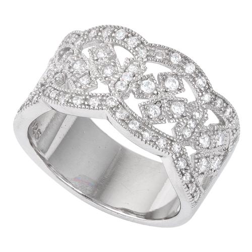 Sterling Silver Cross Pave CZ Ring