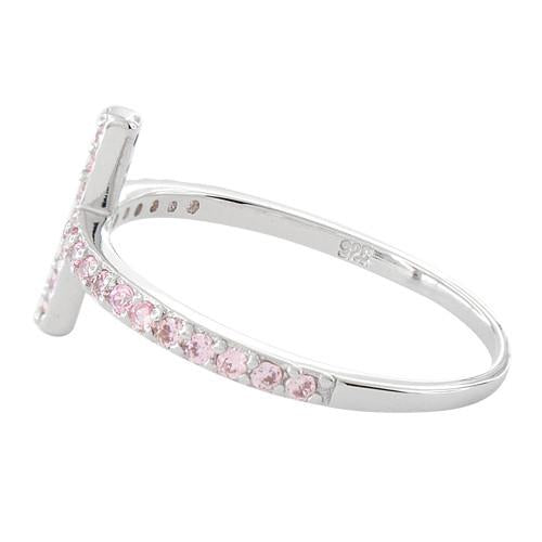 Sterling Silver Cross Pink CZ Ring