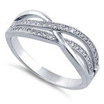 Sterling Silver Crossing Waves Clear CZ Ring