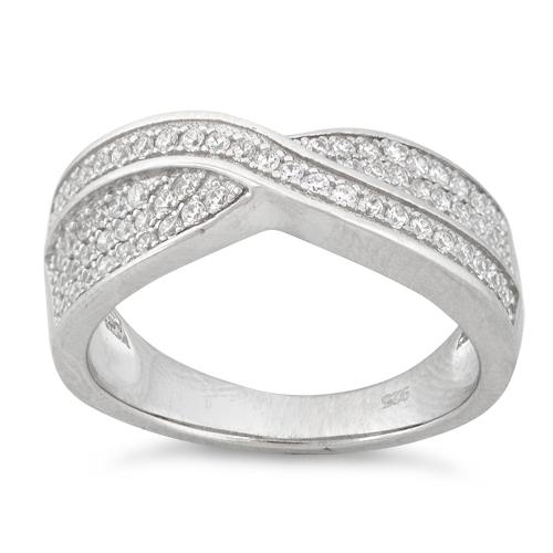 Sterling Silver Crossroad Pave CZ Ring