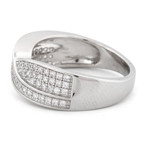 Sterling Silver Crossroad Pave CZ Ring